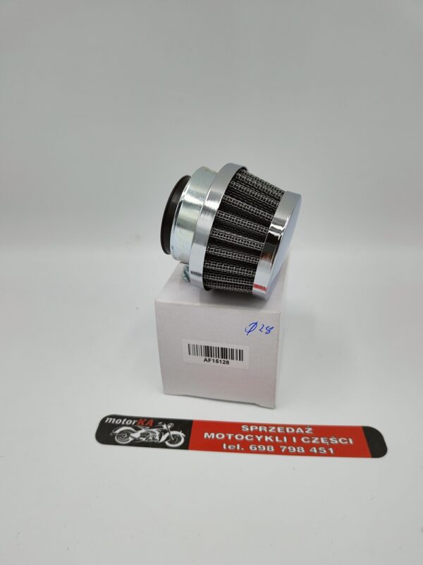 FILTR POWIETRZA 28 mm STOŻKOWY MAŁY NISKI CHROM