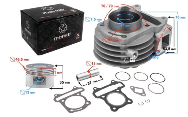 Cylinder + tłok 80cc 139QMB 4T, czujnik temp